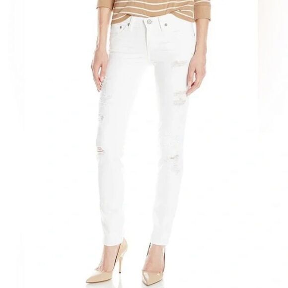 Adriano Goldscmied White The Stilt Cigarette Leg Skinny Distressed Jeans 26R - Picture 1 of 17